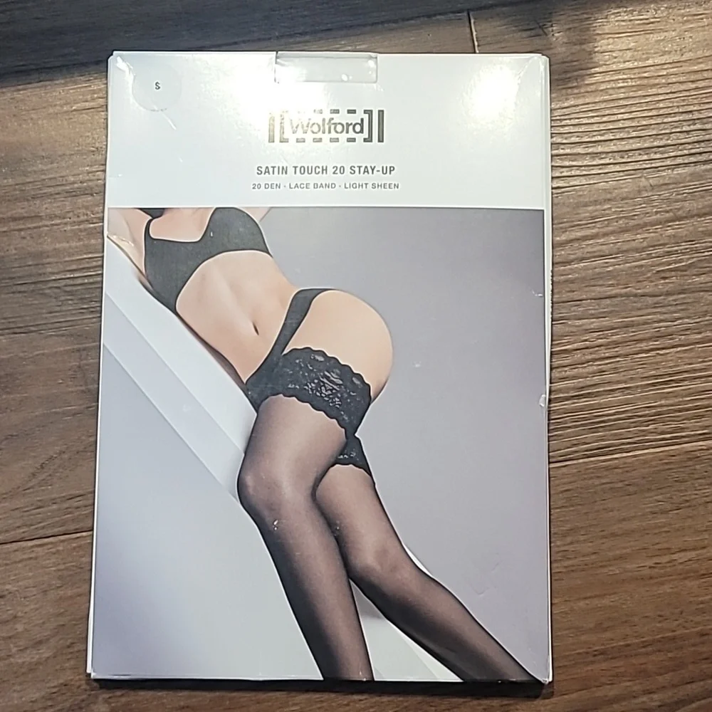Wolford Satin Touch 20 Stockings Stay-Up White Black New